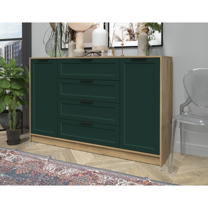 Тумба Тренд КТ-Т160 (Дуб золотой ЛДСП/ Изумруд ЛМДФ) Ш1600 В1020 Г451